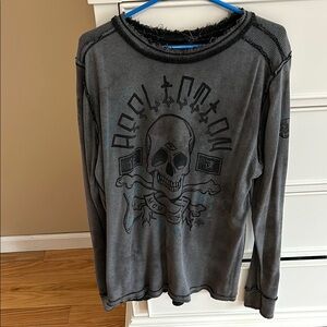 Affliction Gray Skull Long Sleeve Shirt